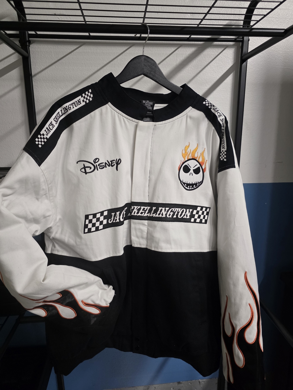 Disney Jack Skellington Flame Racing Jacket - White & Black